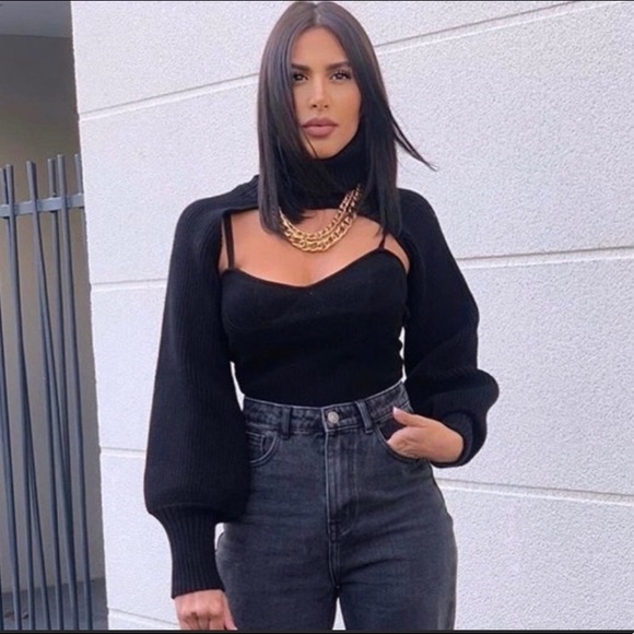 Zara Tops Zara Cropped Ribbed Knit Arm Warmer Sleeve Top Poshmark